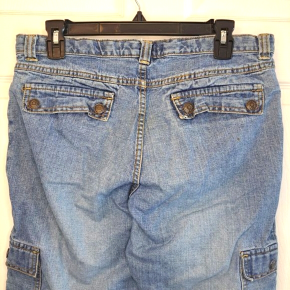 Old Navy Girl's Adjustable Tie Waist Cargo Capris Crops Denim Jeans Size 16.5 - Picture 5 of 8